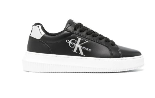 CALVIN KLEIN 청키 CUPSOLE MONO LTH WN 스니커즈 BLACKSILVER